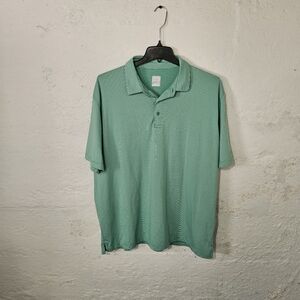 Callaway Polo Shirt Mens 2XL Green Striped Opti-Dri  Short Sleeve Golf Athletic